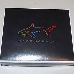 New Greg Norman Black leather trifold wallet (shark logo)